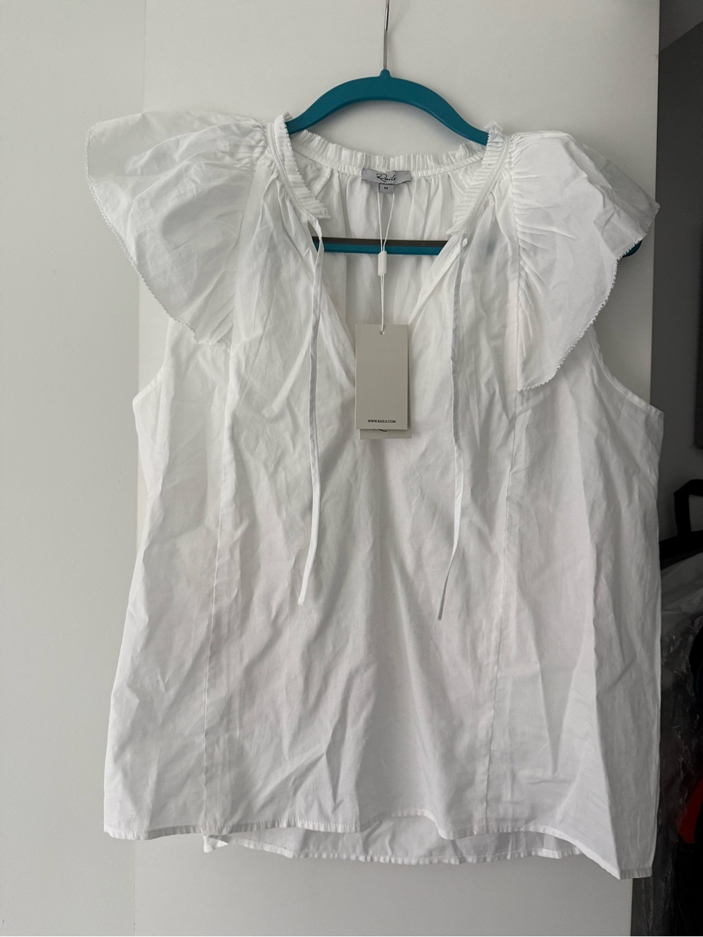 Rails KARYSA White Ruffle Shoulder Tank Top NWT
